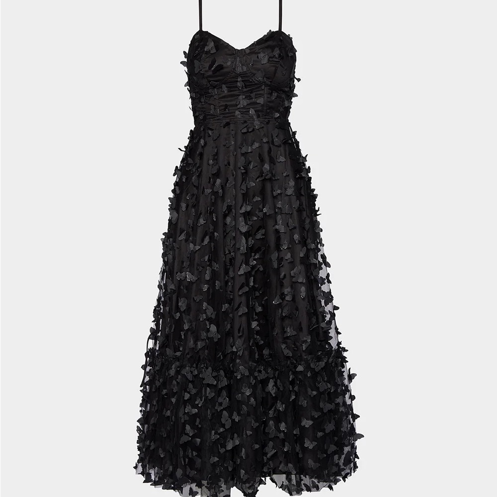 Betsey Johnson Black Floral Midi Dress